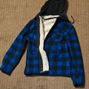 Tory Burch Kids Blue and Black Plaid Hoodie
